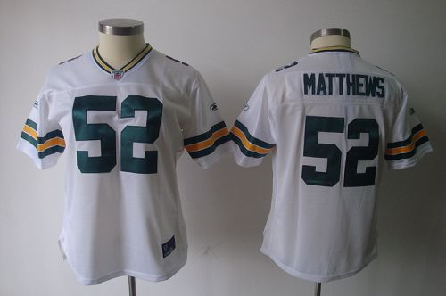Packers #52 Clay Matthews White Women's Team Stitched NFL Jersey